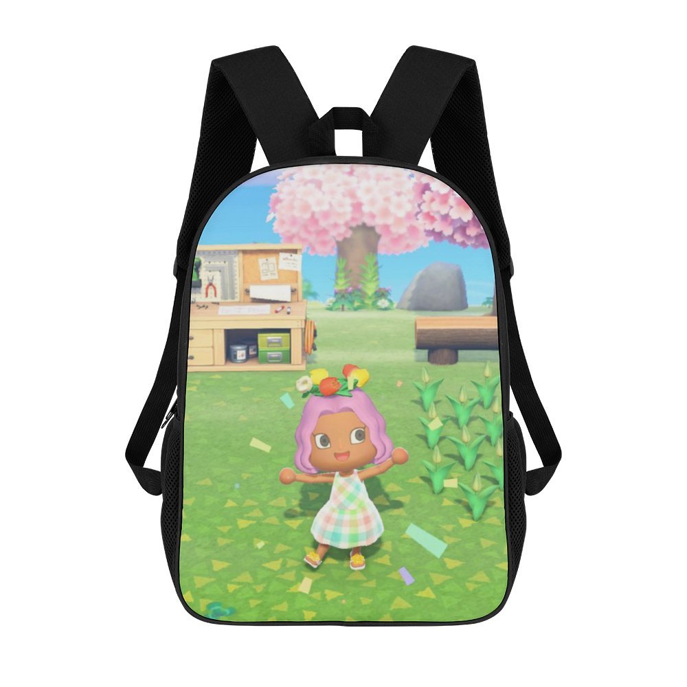 Girl Animal Crossing New Horizons Shoulder Backpack 17 Inch School Bag