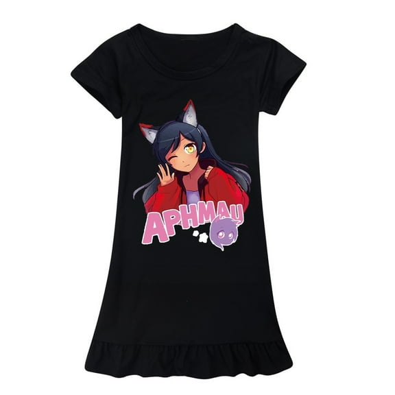 Girl Aphmaus Nightgown Princess Pajamas Night Gown Soft Princess Dress Cartoon Sleepwear for Kids 2-10 Years