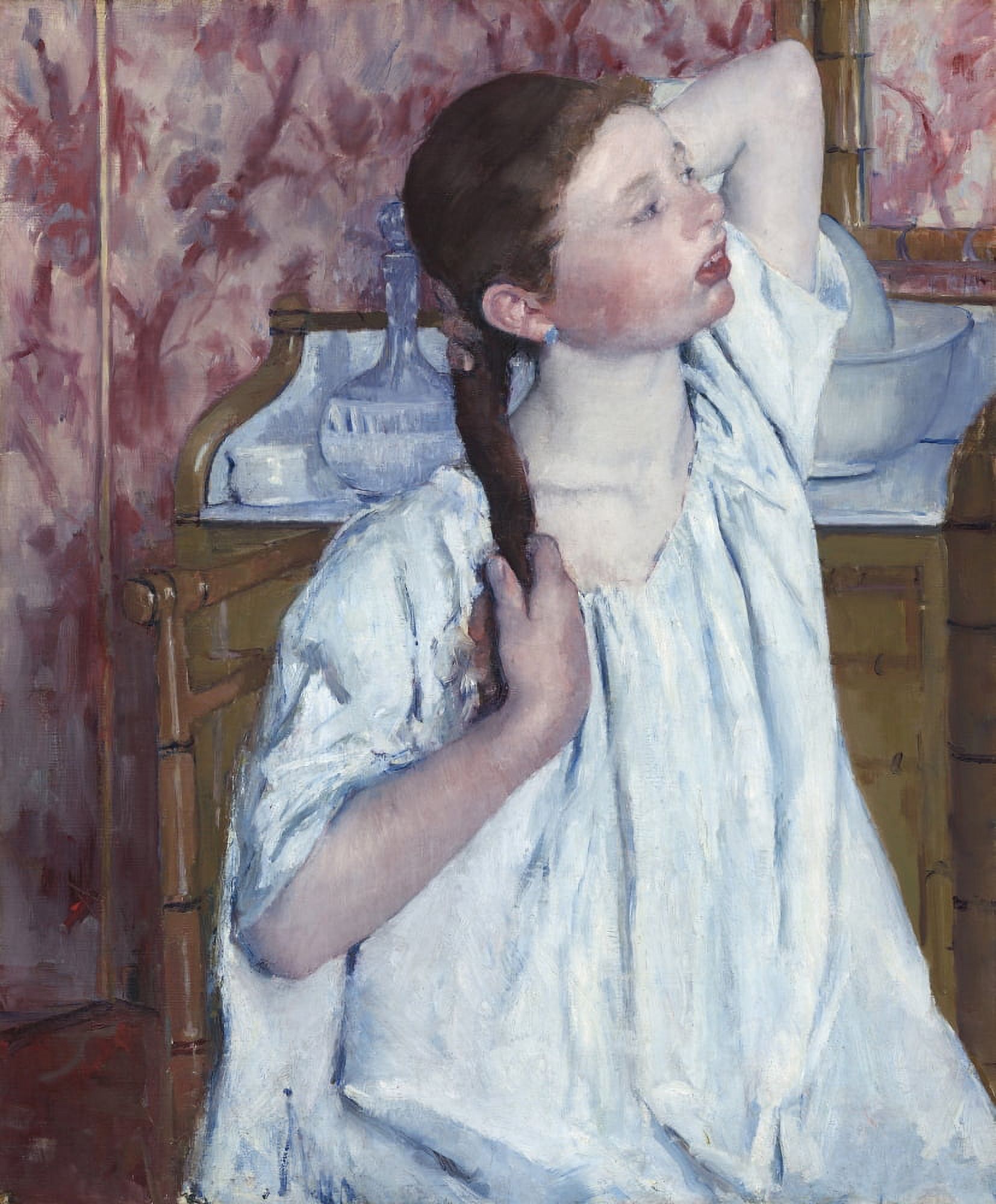 Girl Arranging Her Hair Canvas Art - (24 x 36)