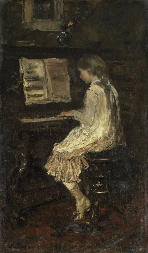 Girl At The Piano Canvas Art - (24 x 36)