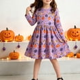 thumbnail image 1 of Girl Autumn Halloween Printed Dress, Children Soft Knit Cotton Long‑Sleeve Dress, Cute Multi‑Pumpkin Graphic Swing Princess Dress for Holiday Daily Wear, 1 of 4