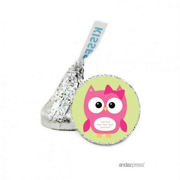 Girl Baby Owl Hersheys Kiss Baby Shower Stickers, 216-Pack