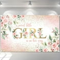 thumbnail image 1 of Girl Baby Shower Backdrop Pink Floral Sweet Baby Girl Baby Shower Banner A Sweet Little Girl is on Her Way Baby Shower Party Decorations Banner 5.9x3.6Ft, 1 of 4