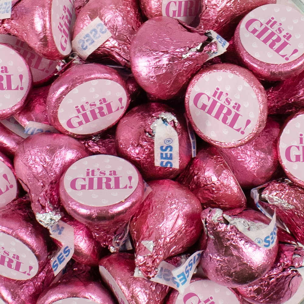 85 pcs It's a Girl Baby Shower Pink Milk Chocolate Kisses (13.6oz Bag, Approx. 85 pcs) - No Assembly Required