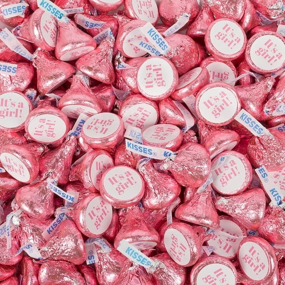 85 pcs It's a Girl Baby Shower Pink Milk Chocolate Kisses (13.6oz Bag, Approx. 85 pcs) - No Assembly Required
