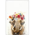 thumbnail image 1 of Girl Baby Shower Party Wall Decor, Princess Birthday Party Floral Elephant Wall Decor，Animal Head Wearing a Wreath Tin Sign, Funny Elephant Bathroom Wall Decor 12x16 Inches, 1 of 6