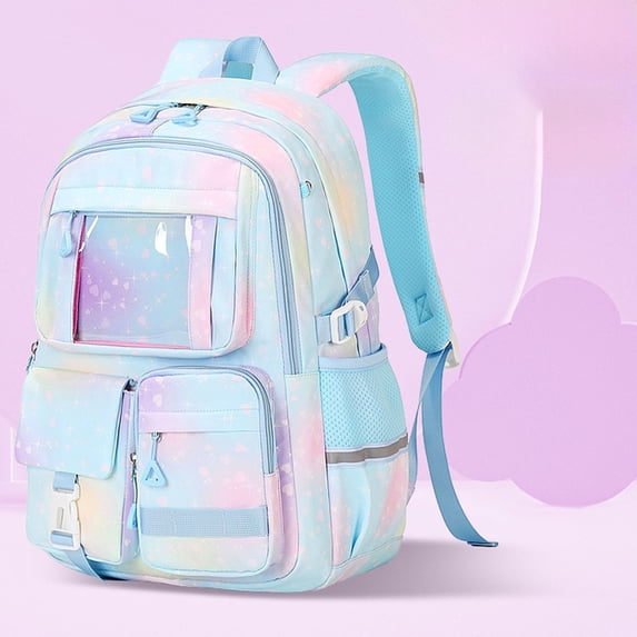 Girl Backpack Lightweight Large Capacity Girls Backpack Breathable Straps School Daypack Light Blue One Size