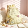 thumbnail image 1 of Girl Backpack Polka Dot Star Backpack Large Capacity Student School Daypack with Charm Yellow One Size, 1 of 4