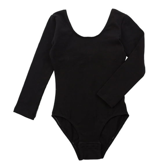 Girl Ballet Leotard Long Sleeve Cotton For Gymnastics Dance Scoop Neck Bodysuits Professional