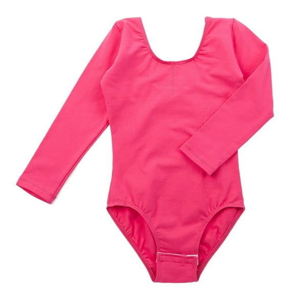 Girl Ballet Leotard Long Sleeve Cotton For Gymnastics Dance Scoop Neck Bodysuits Professional