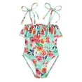 thumbnail image 1 of Girl Bathing Suit Toddler Girls 1Pc Bikini Swimsuit Color Floral Print Rash Guard Beach Pool Swimsuits Girls Green 18 Months-24 Months, 1 of 4