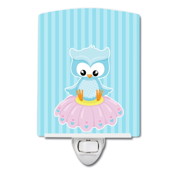 Girl Bird on Blue Ceramic Night Light