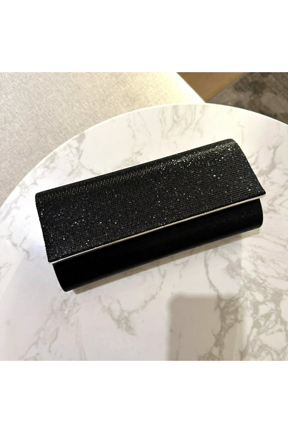 Black Envelope Clutch Bag, Women's Black Envelope Evening Clutches Wedding And Party Purse- Black