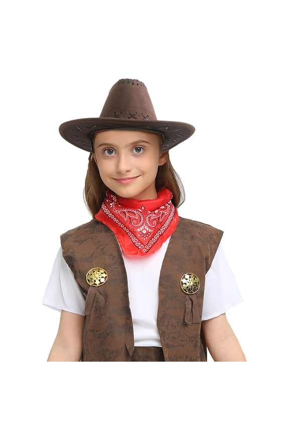 Girl Blouses Casual Cowboy Theme Dress Up With Western Jeans Denim Vests Tops Casual