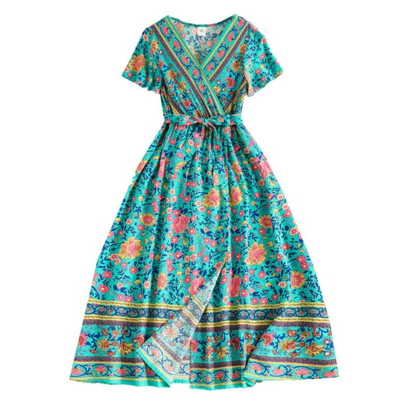 Girl Boho Dresses National Dress Easter Dresses Birthday Party Princess Dress Sundress Trendy Outfit Fashion Cothes #Blue 10-11 Years