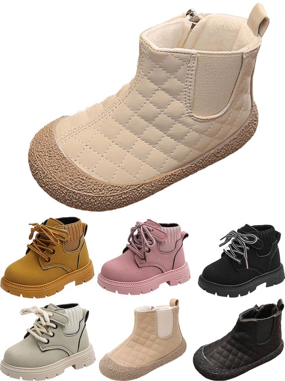 Girl Boots Soft Warm Winter Walking Shoes with No Slip Sole Lightweight Cute Snow Boots Fleece Lining Booties Soft Outdoor Ankle Booties