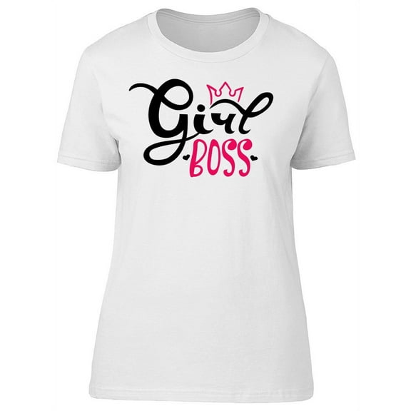 Girl Boss Cute Pink Crown Quote T-Shirt Women -Image by Shutterstock, Female x-Large