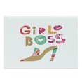 thumbnail image 1 of Girl Boss Cutting Board, Colorful Typography with High Heel and Woman Lips Creative Illustration, Decorative Tempered Glass Cutting and Serving Board, in 3 Sizes, by Ambesonne, 1 of 2