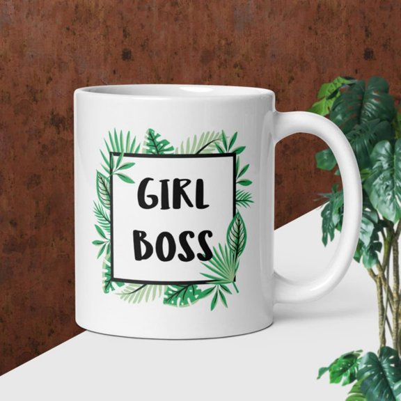 Girl Boss Floral Leaf Mug Empowering Botanil Coffee Cup.jpg