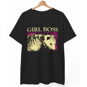 Girl Boss Opossum T-Shirt | Funny Ironic Meme Tee | Trash Panda Graphic Gift