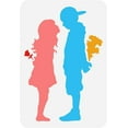 thumbnail image 1 of Girl Boy Banksy Stencil 8.3x11.7inch Reusable Banksy Boy Meets Girl Stencil DIY Art Girl Boy with Flower Painting Template Banksy Theme Stencil for Painting on Wood Wall and Furniture, 1 of 9