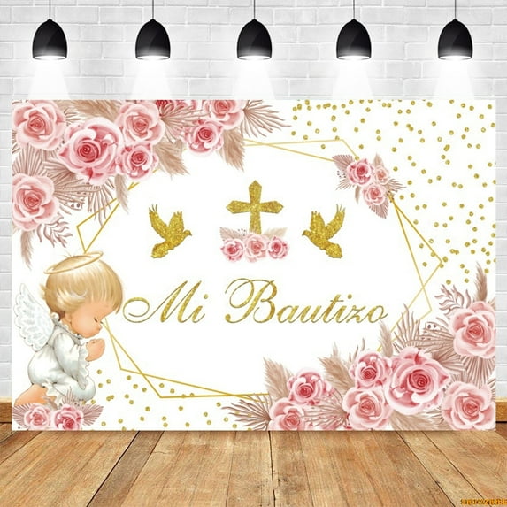 Girl Boy First Holy Communion Backdrop Christing Baptism Party Cross Baby Shower Photography Background Photo Studio Props
