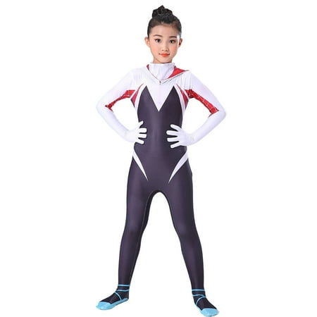 Girl Boy SpiderHero Gwen Cosplay Jumpsuit Halloween Party Fancy Dress Up Costumes