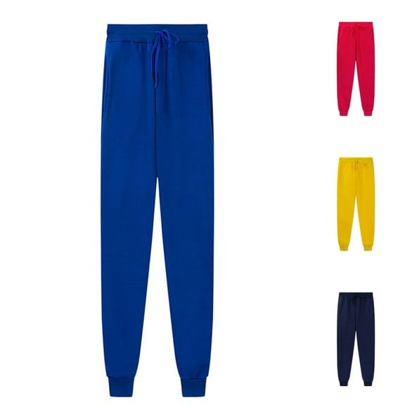Girl Boys Joggers Fall Winter Solid Color Elastic Waist Long Casual Pants with Pockets Stretchy Drawstring Sports Boys Sweatpants Blue Sizes 10-11 Y