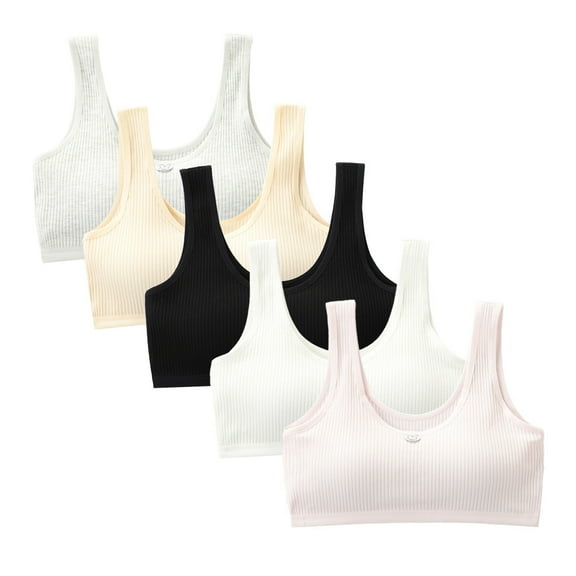 Girls Padded Training Bras 10-15 Teen Student for Teens & Big Girls Cotton Breathable Bra Wire Free Push Up Adjustable Straps Fixed Pads