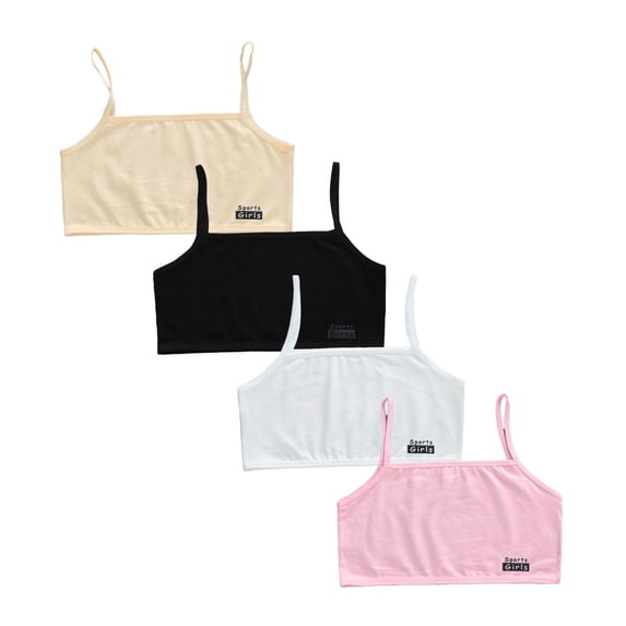 Girl Bra Training Bra Fit for 8-12Years Cotton Padded Cotton Breathable Cami Bra Elastic Shoulder Straps with Bralette Straps