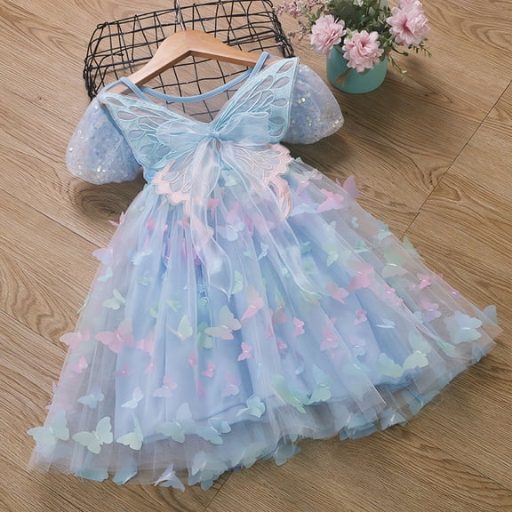 Girl Butterfly Wings Dress Kids Tulle Butterfly Wing Skirt Princess Birthday Tutu Party Costume