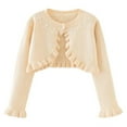 thumbnail image 1 of Girl Cardigan Long Sleeve Knitted Cardigans Button Plain Beolero Shrug Beige 3-4 Years, 1 of 7