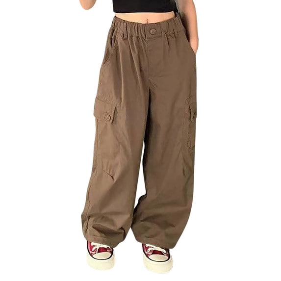 Girl Cargo Pants Lightweight Elastic Waist Pants Girls Baggy Pants Wide Leg Girls Pants Tween Girls Trendy Clothes 4-5 Years