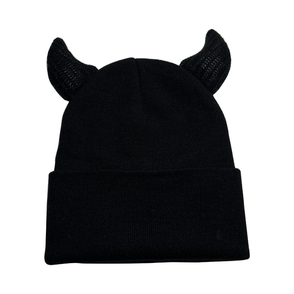 Girl Cartoon Devil Horn Knit Beanie Hat Y2K Party Hat Photo Props Hot