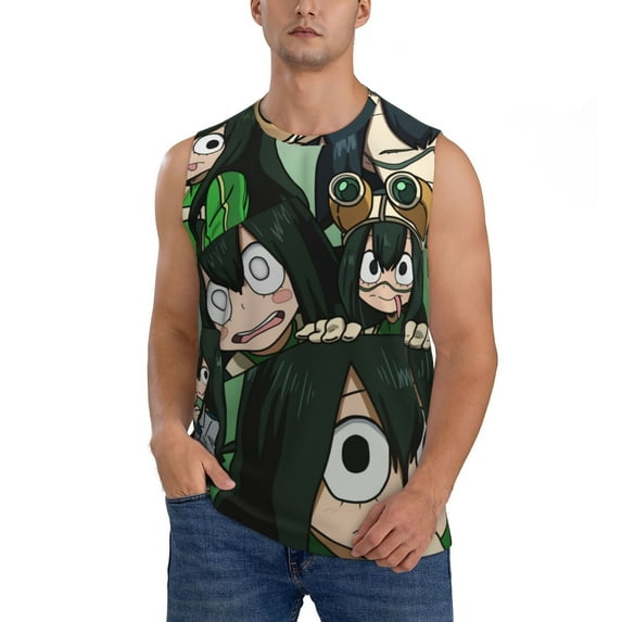 Girl Cartoon My Hero Academia Men's Tank Top Lightweight Summer Sleeveless Tee Shirt Muscle Tank Tops Workout T-Shirts Casual Athletic Undershirts