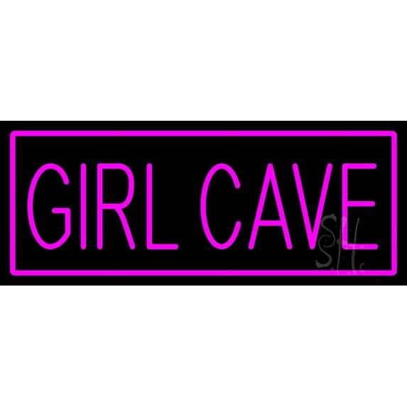 Girl Cave LED Neon Sign 13 x 32 - inches, Black Square Cut Acrylic Backing, with Dimmer - Bright and Premium built indoor LED Neon Sign for Women Cave room.