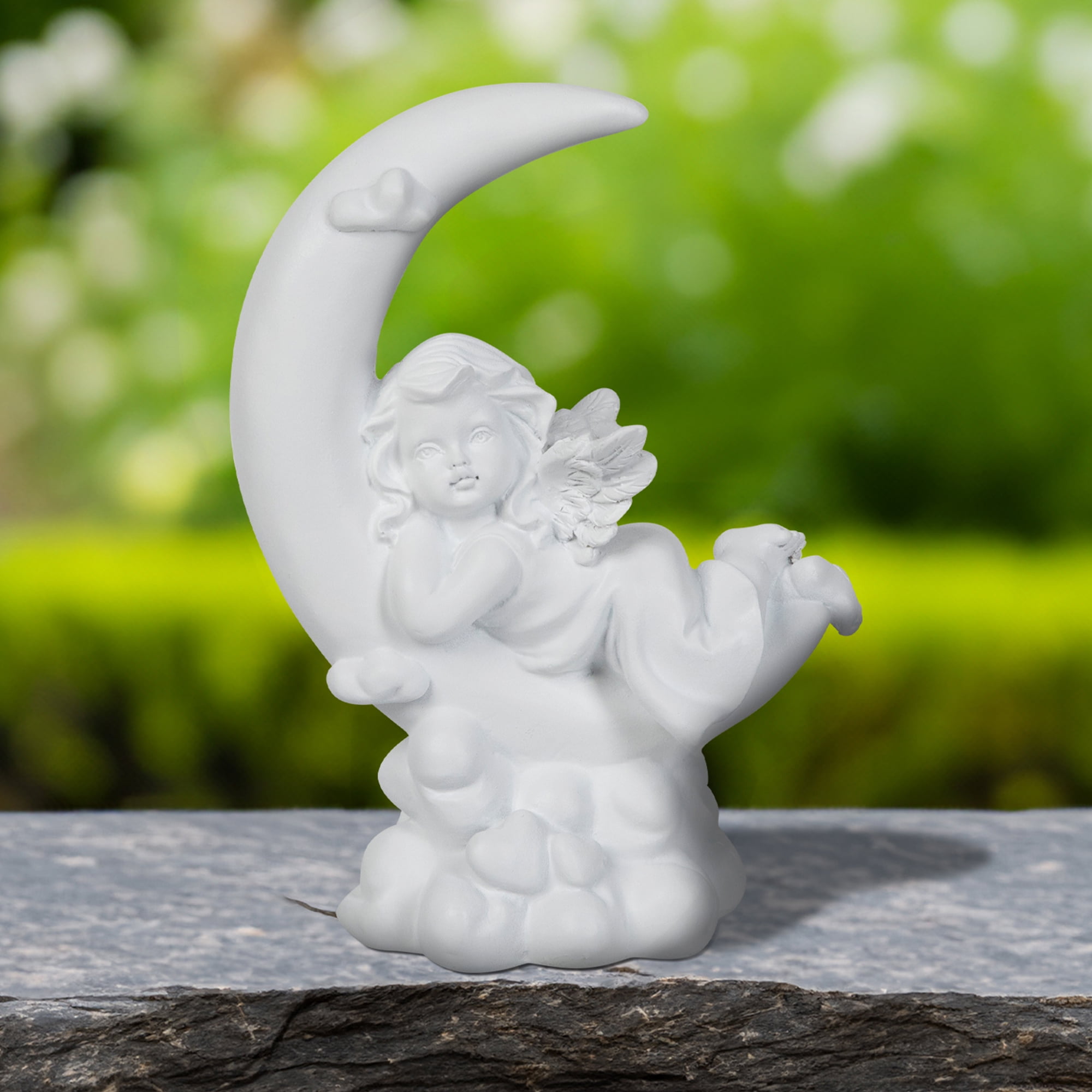 Northlight Girl Cherub Laying on Crescent Moon Statue - 7.25"