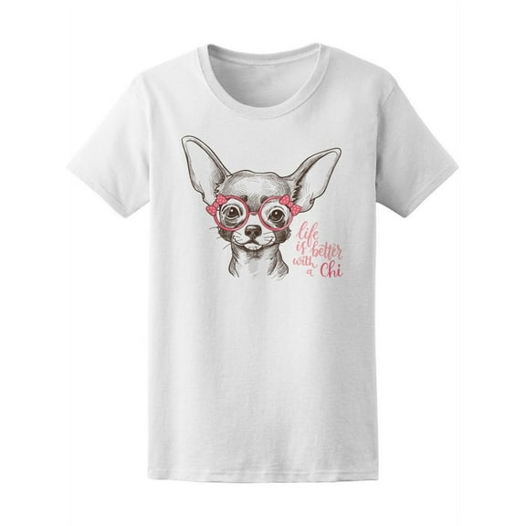 Girl Chihuahua Cute Dog Sketch T-Shirt Women -Image by Shutterstock, Female Small
