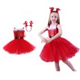 thumbnail image 1 of Girl Christmas Outfit Sleeveless Christmas Dress for Girls with Headband Set Red Tutu Dress 8-9 Years Girls Dresses, 1 of 8