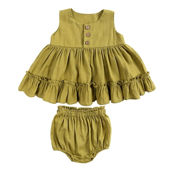 Girl Clothes 12-18 Months Baby Girl Boho Clothes Toddler Kids Boys Girls Solid Color Tank Dress Fashion Sleeveless Dress Shorts Set