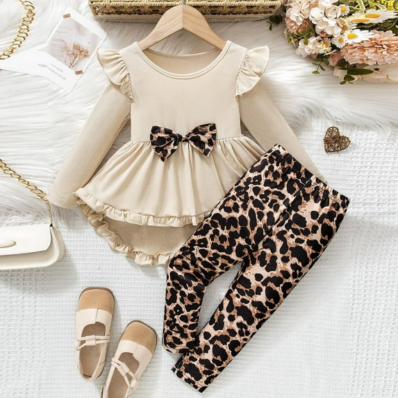 Girl Clothes 18 Months Winter Girls Clothes Ruffle Shoulder High Low Hem Long Sleeve Top and Floral Pants 2 Piece Fall Outfits Clothing Set