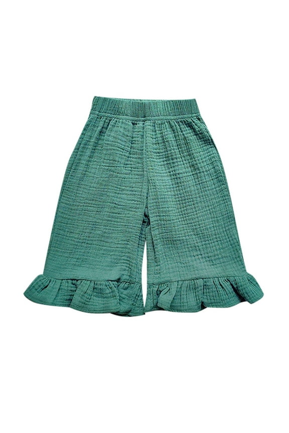 Girl Clothes 6x Size Small Girls Clothes Ruffled Girls' Double Breathable Capri Pants