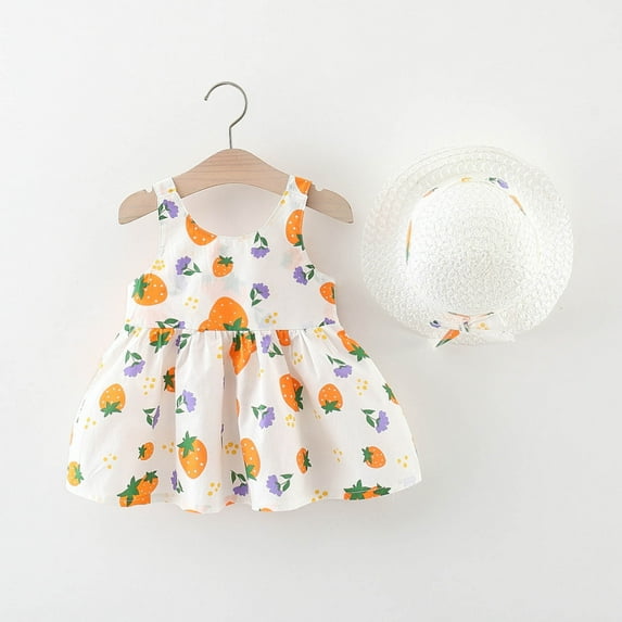 Girl Clothes Clearance Baby Girl Dresses 18-24 Months Casual Dresss Hat Set Crew Neck Tween Sundress Party Dresses 10-12 4 Year Old Birthday Dress Summer Short Dresses Vestido De NiñA Para Fiesta