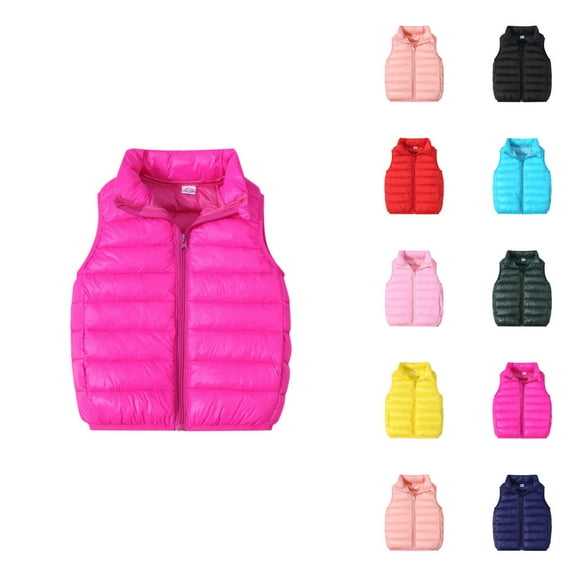 Girl Clothes Girl Jacket Unisex Baby Vest Stand Up Collar Zip Up Sleeveless Jacket For Winter Fall