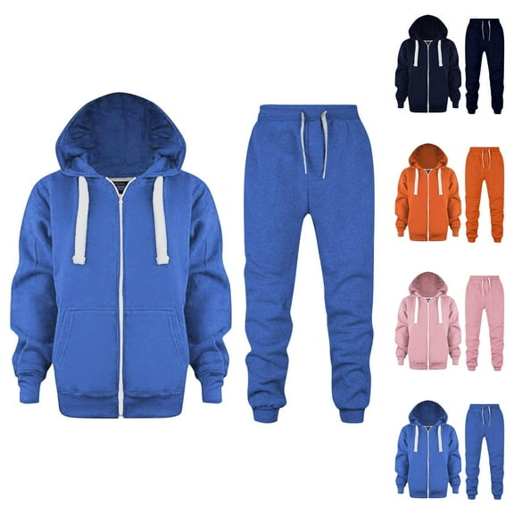 Girl Clothes Girl Set Baby Kids Long Sleeve Color Solid Zip Up Hoodie Sweatshirt Top Girls Coat Jackets And Pants With Pocket