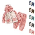 thumbnail image 1 of Girl Clothes Girls' Clothing Sets Toddler Girls Boys Winter Long Sleeve Patchwork Color Prints Hoodie Tops Pants 2PCS Outfits Clothes Set, 1 of 4