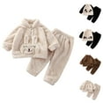 thumbnail image 1 of Girl Clothes Girls Clothing Sets Toddler Girls Winter Long Sleeve Cartoon Bear Panda Rabbit Prints Tops Pants 2PCS Outfits Clothes Set, 1 of 4