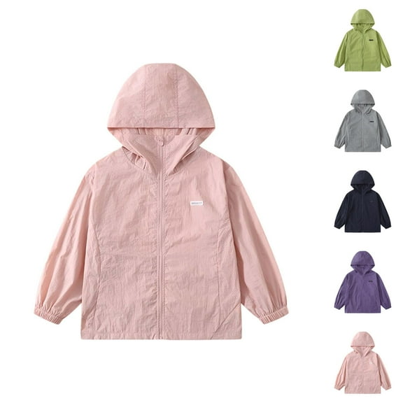 Girl Clothes Girls Jacket Girls Sun Jacket UPF50 Lightweight Hooded Coat For Outdoor Activities Casual Wear Windbreaker For Kids