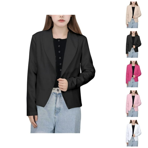 Girl Clothes Girls Jackets Girls Formal Jacket Solid Color Lapel Suit Open Front Long Sleeve Top For Kids Girls Size 5 14 Years