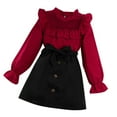 thumbnail image 1 of Girl Clothes Outfit Shirt Top Button Mini Skirt Outfits Set Little Girl Dresses Kids Clothes Sets, 1 of 7